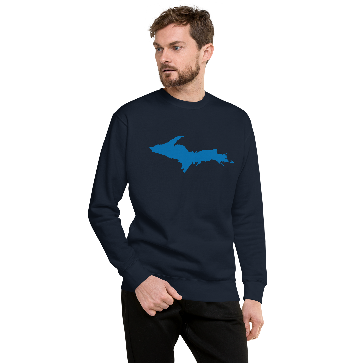 Michigan Upper Peninsula Sweatshirt (w/ Azure UP Outline) | Unisex Premium