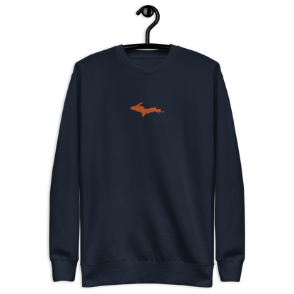 Michigan Upper Peninsula Sweatshirt (w/ Embroidered Orange UP Outline) | Unisex Premium