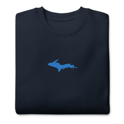 Michigan Upper Peninsula Sweatshirt (w/ Embroidered Azure UP Outline) | Unisex Premium