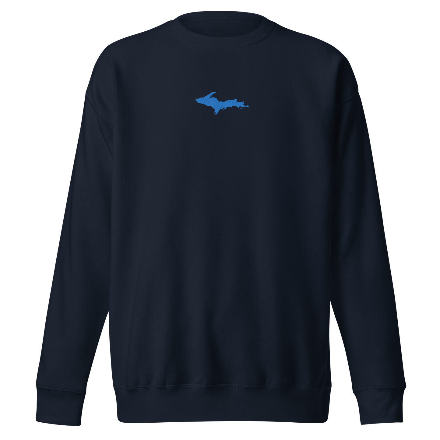 Michigan Upper Peninsula Sweatshirt (w/ Embroidered Azure UP Outline) | Unisex Premium