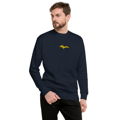 Michigan Upper Peninsula Sweatshirt (w/ Embroidered Gold UP Outline) | Unisex Premium