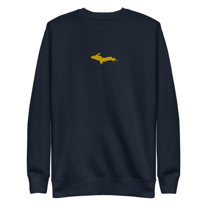 Michigan Upper Peninsula Sweatshirt (w/ Embroidered Gold UP Outline) | Unisex Premium