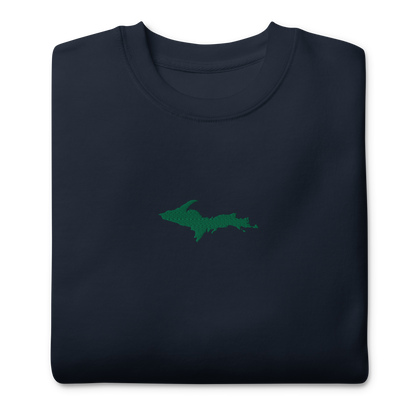 Michigan Upper Peninsula Sweatshirt (w/ Embroidered Green UP Outline) | Unisex Premium