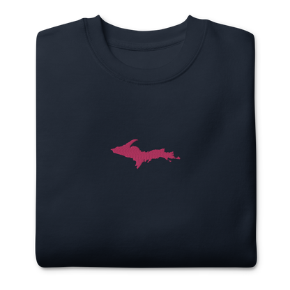 Michigan Upper Peninsula Sweatshirt (w/ Embroidered Pink UP Outline) | Unisex Premium