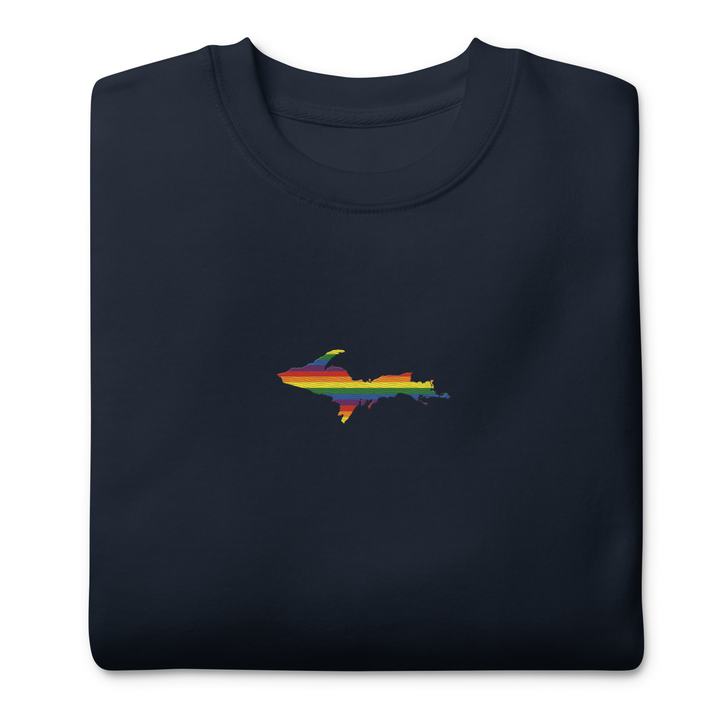 Michigan Upper Peninsula Sweatshirt (w/ Embroidered UP Pride Flag Outline) | Unisex Premium