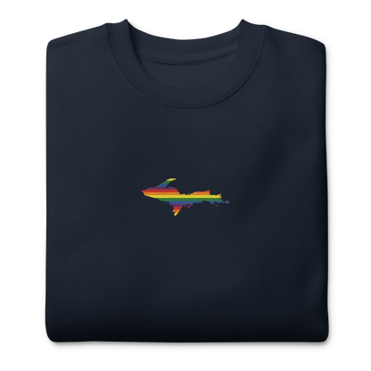 Michigan Upper Peninsula Sweatshirt (w/ Embroidered UP Pride Flag Outline) | Unisex Premium