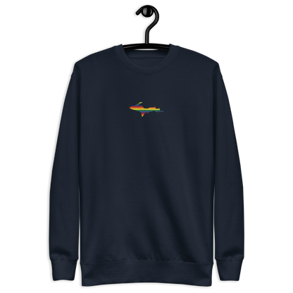 Michigan Upper Peninsula Sweatshirt (w/ Embroidered UP Pride Flag Outline) | Unisex Premium