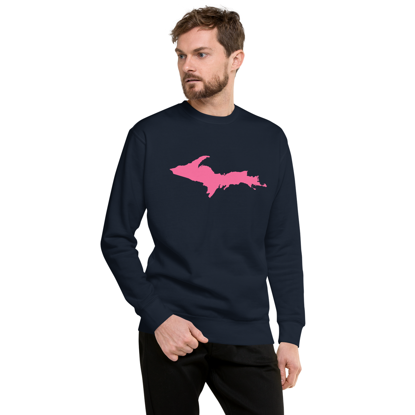 Michigan Upper Peninsula Sweatshirt (w/ Pink UP Outline) | Unisex Premium