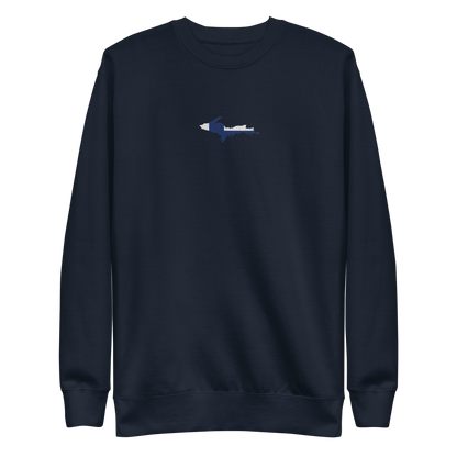 Michigan Upper Peninsula Sweatshirt (Embroidered w/ UP Finland Flag Outline) | Unisex Premium