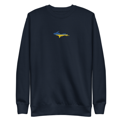 Michigan Upper Peninsula Sweatshirt (Embroidered w/ UP Ukraine Flag Outline) | Unisex Premium