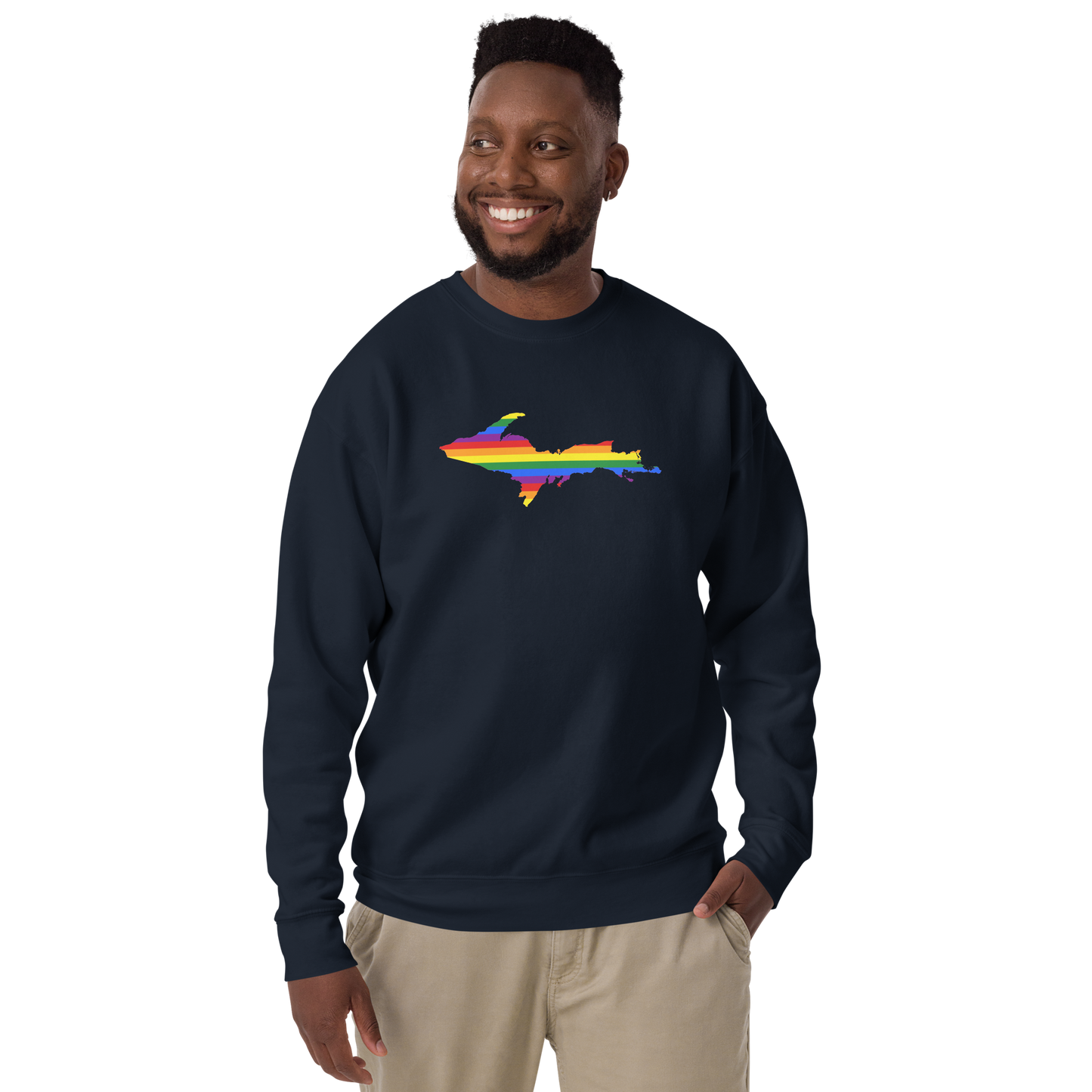 Michigan Upper Peninsula Sweatshirt (w/ UP Pride Flag Outline) | Unisex Premium