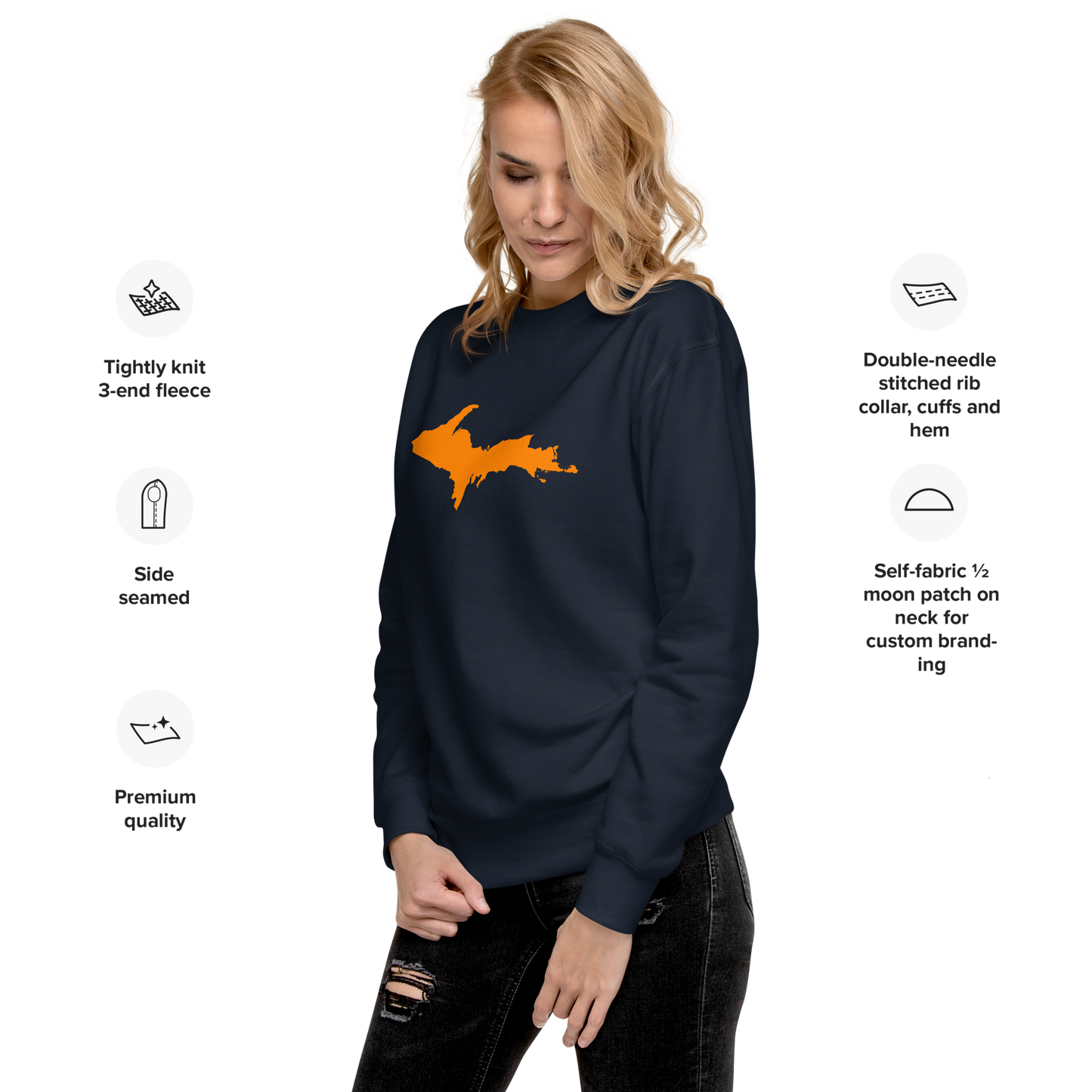 Michigan Upper Peninsula Sweatshirt (w/ Orange UP Outline) | Unisex Premium