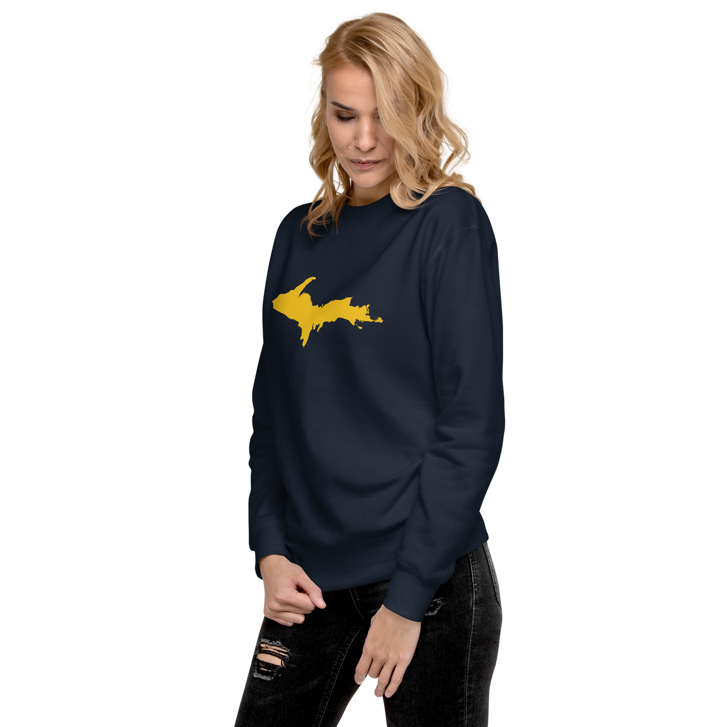 Michigan Upper Peninsula Sweatshirt (w/ Gold UP Outline) | Unisex Premium