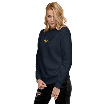 Michigan Upper Peninsula Sweatshirt (w/ Embroidered Gold UP Outline) | Unisex Premium