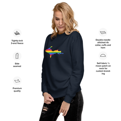 Michigan Upper Peninsula Sweatshirt (w/ UP Pride Flag Outline) | Unisex Premium