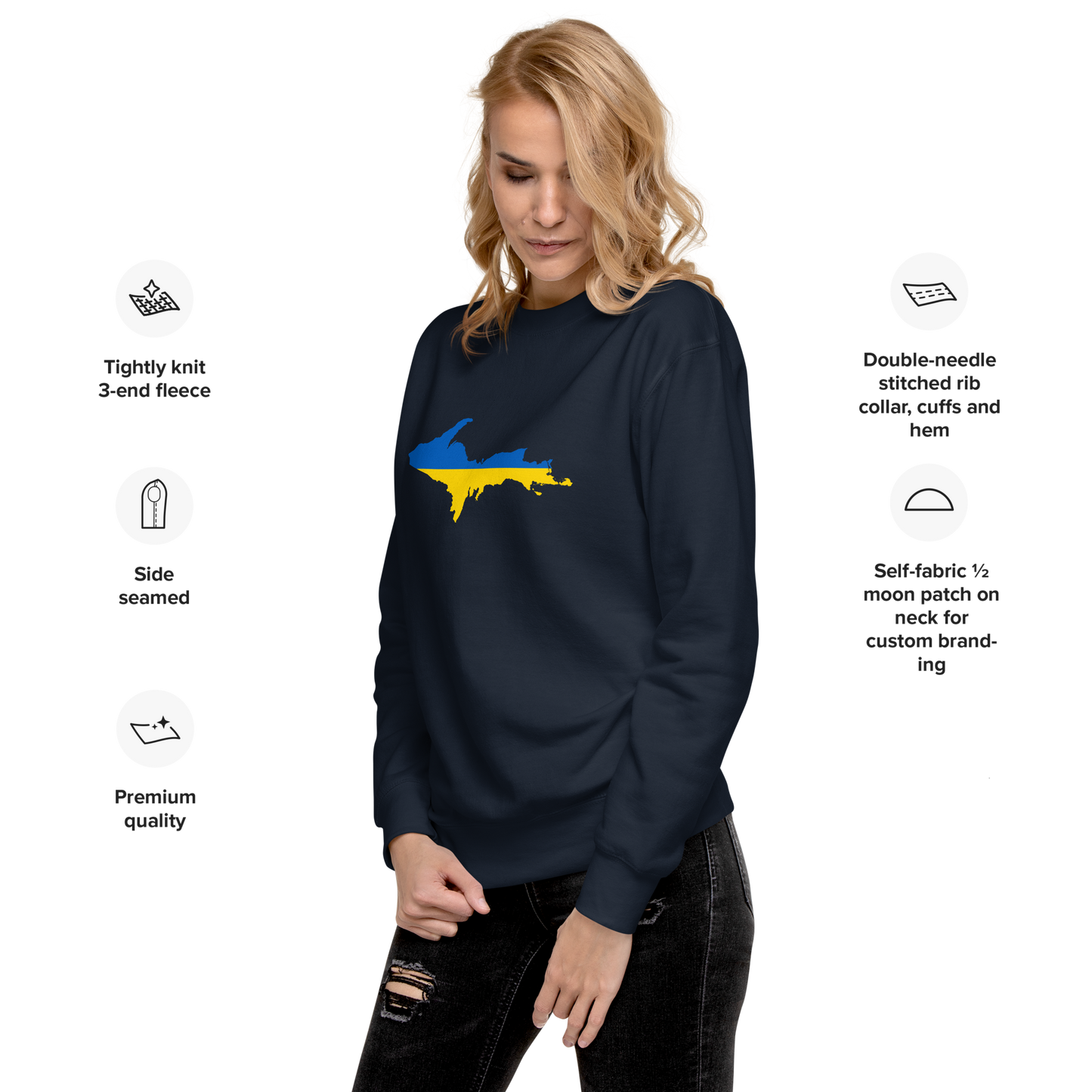 Michigan Upper Peninsula Sweatshirt (w/ UP Ukraine Outline) | Unsiex Premium