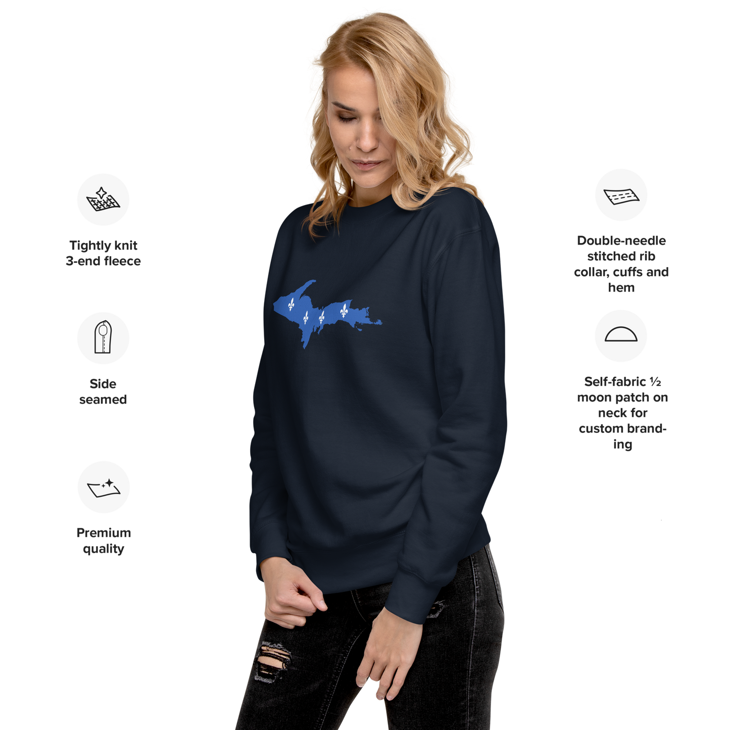 Michigan Upper Peninsula Sweatshirt (w/ UP Quebec Flag Outline) | Unisex Premium