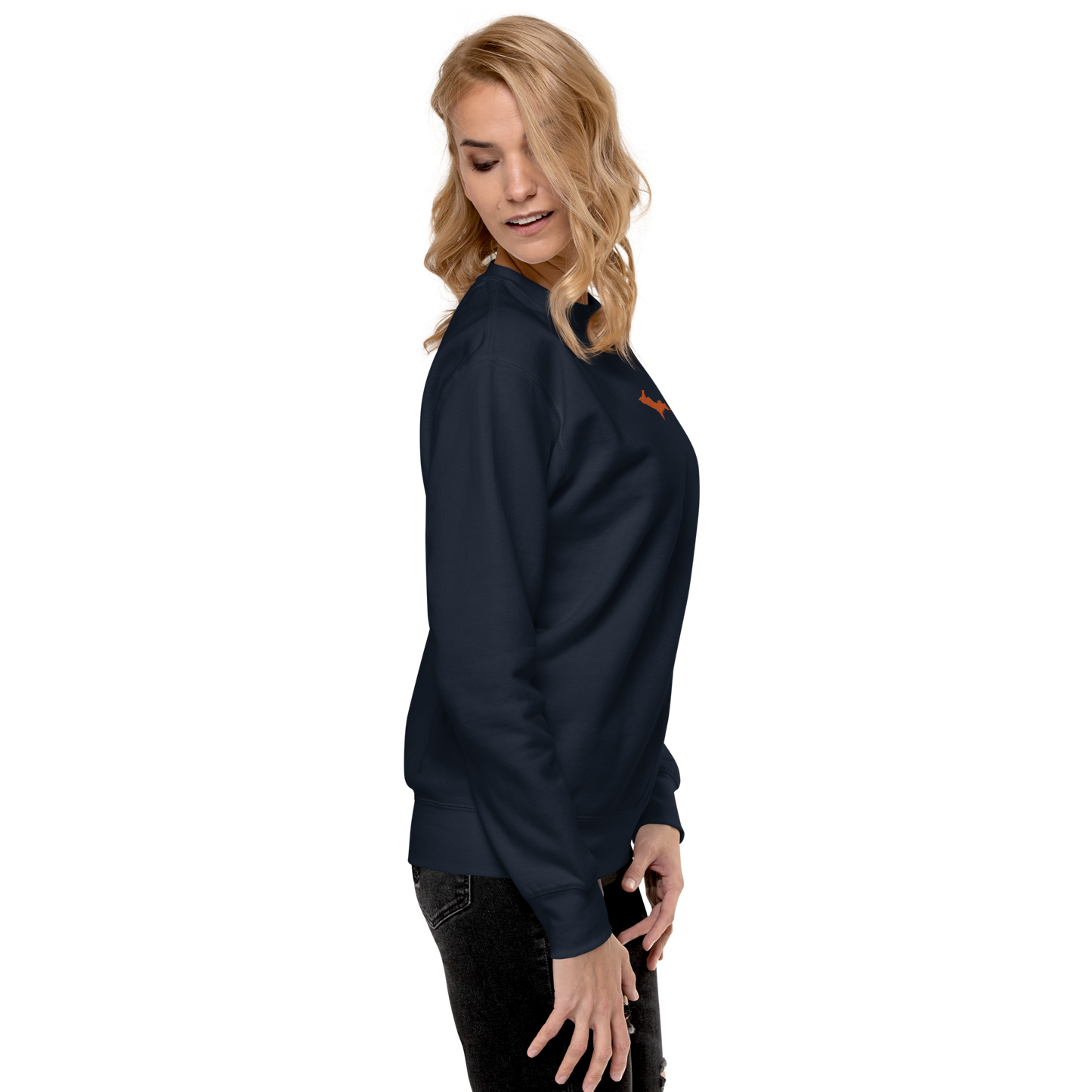 Michigan Upper Peninsula Sweatshirt (w/ Embroidered Orange UP Outline) | Unisex Premium