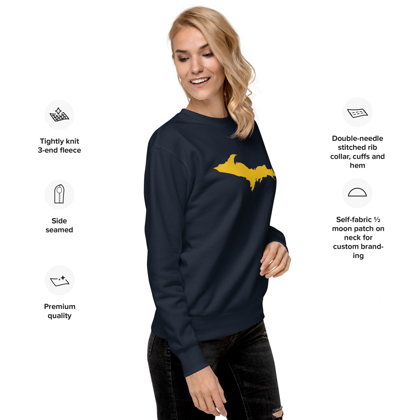 Michigan Upper Peninsula Sweatshirt (w/ Gold UP Outline) | Unisex Premium