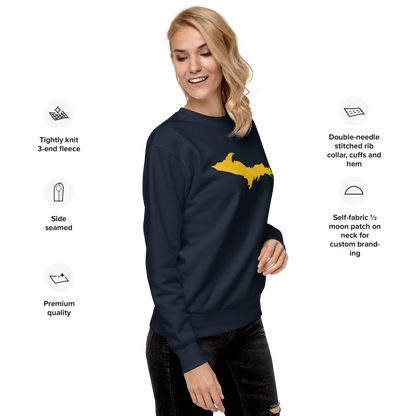 Michigan Upper Peninsula Sweatshirt (w/ Gold UP Outline) | Unisex Premium