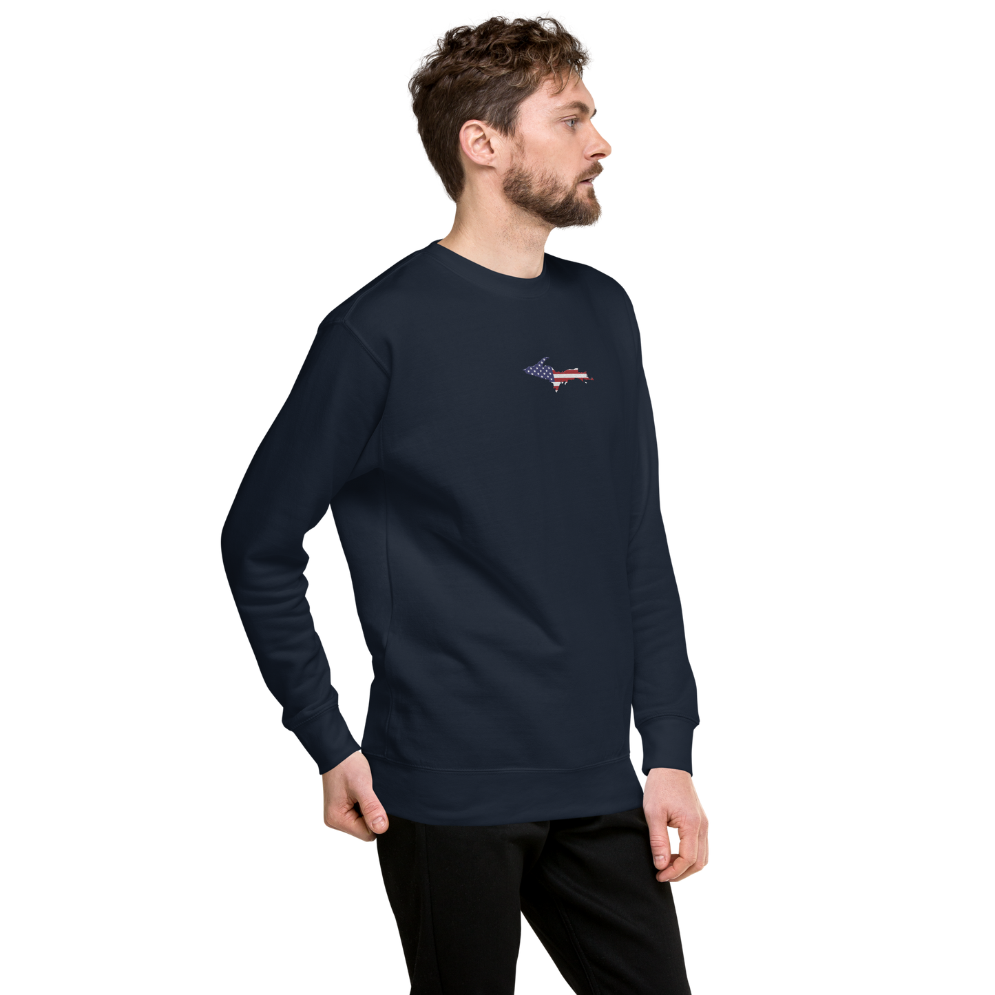 Michigan Upper Peninsula Sweatshirt (w/ Embroidered UP USA Flag Outline) | Unisex Premium