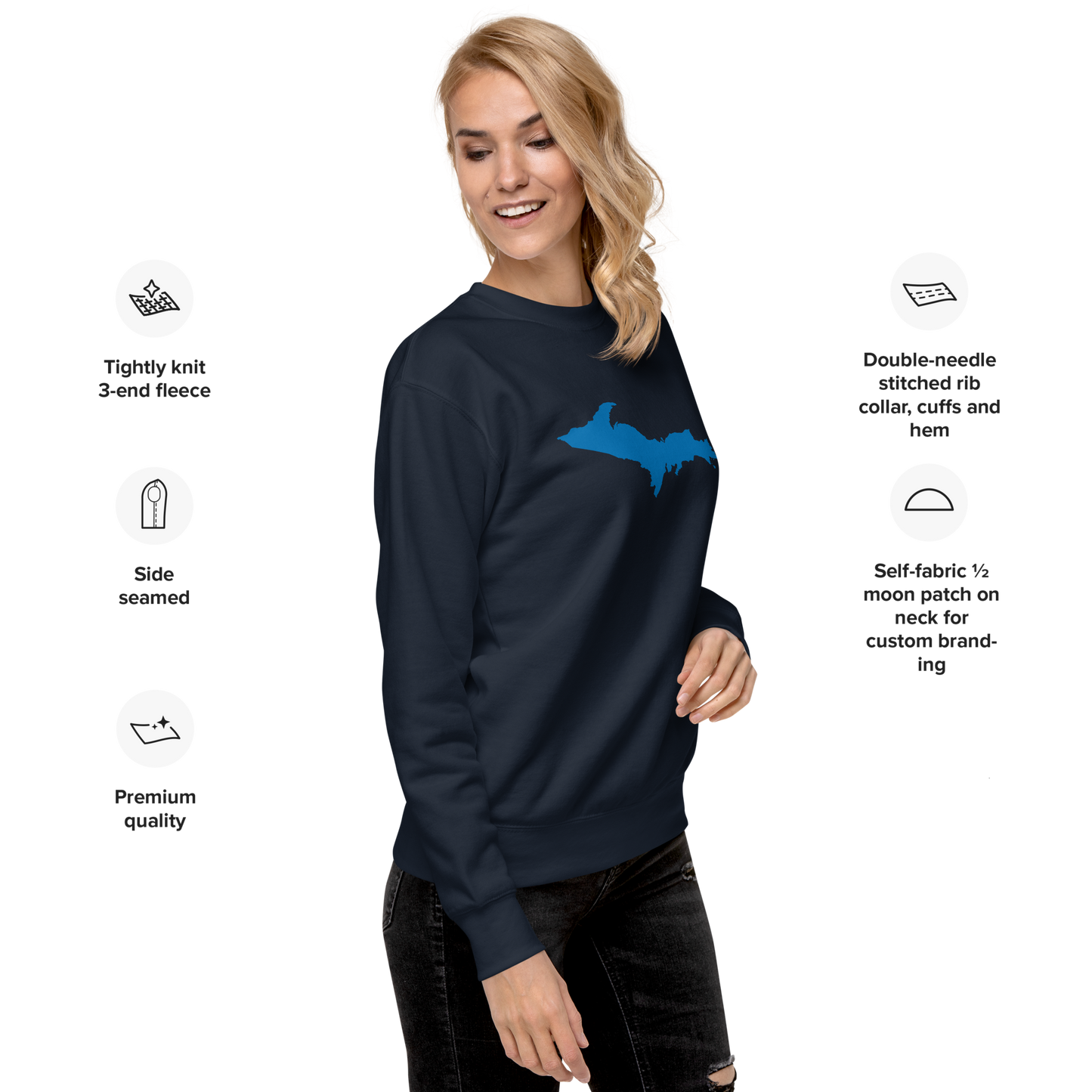 Michigan Upper Peninsula Sweatshirt (w/ Azure UP Outline) | Unisex Premium