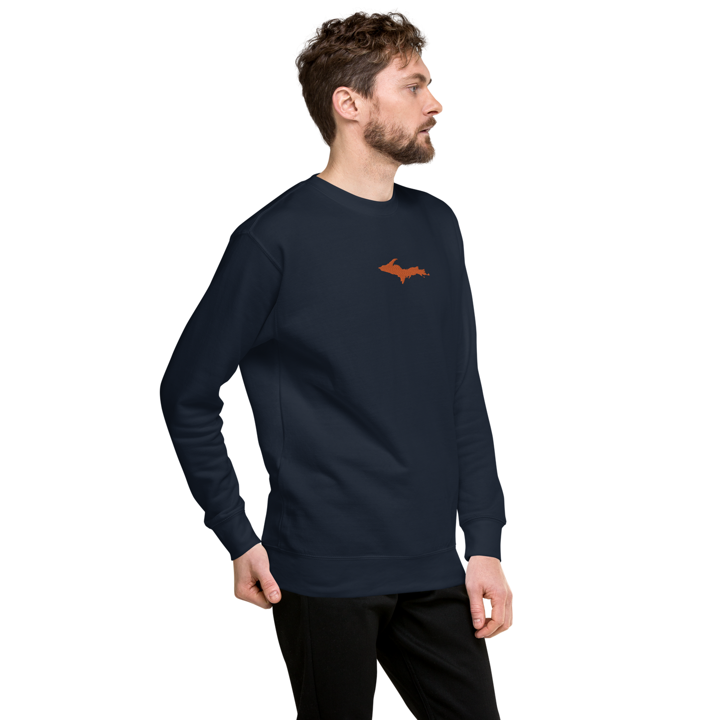 Michigan Upper Peninsula Sweatshirt (w/ Embroidered Orange UP Outline) | Unisex Premium