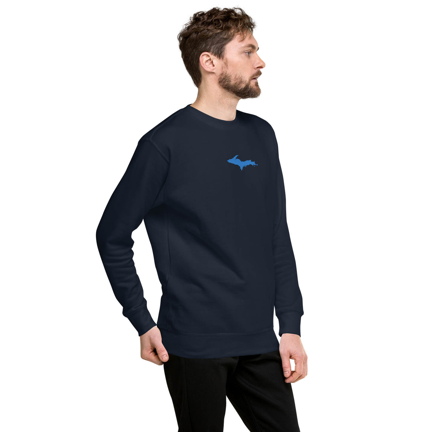 Michigan Upper Peninsula Sweatshirt (w/ Embroidered Azure UP Outline) | Unisex Premium