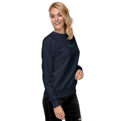 Michigan Upper Peninsula Sweatshirt (w/ Embroidered Green UP Outline) | Unisex Premium