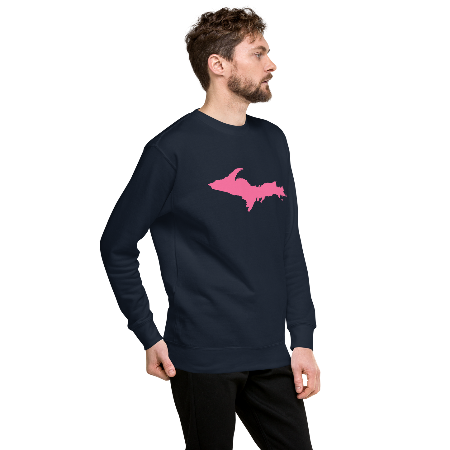 Michigan Upper Peninsula Sweatshirt (w/ Pink UP Outline) | Unisex Premium