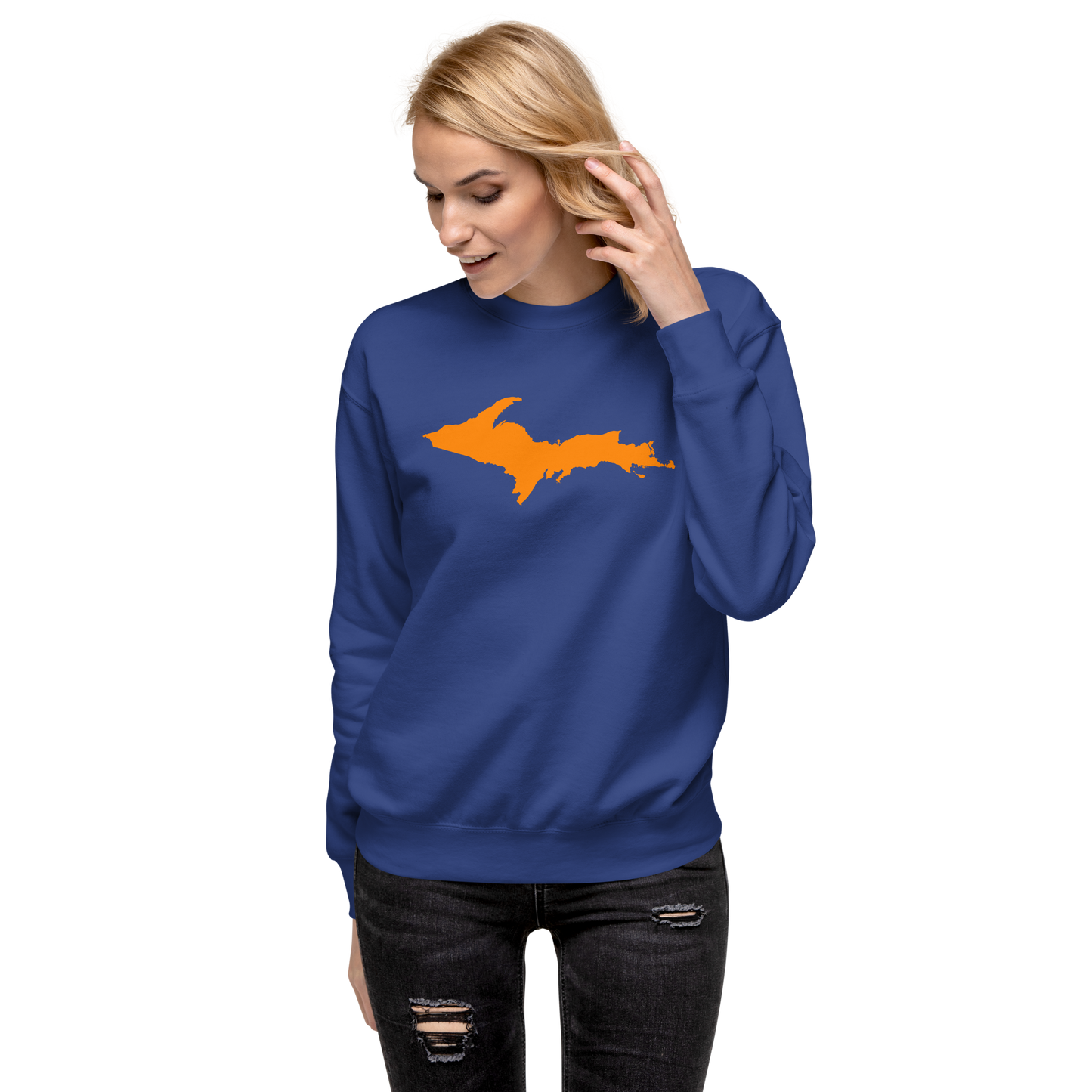 Michigan Upper Peninsula Sweatshirt (w/ Orange UP Outline) | Unisex Premium