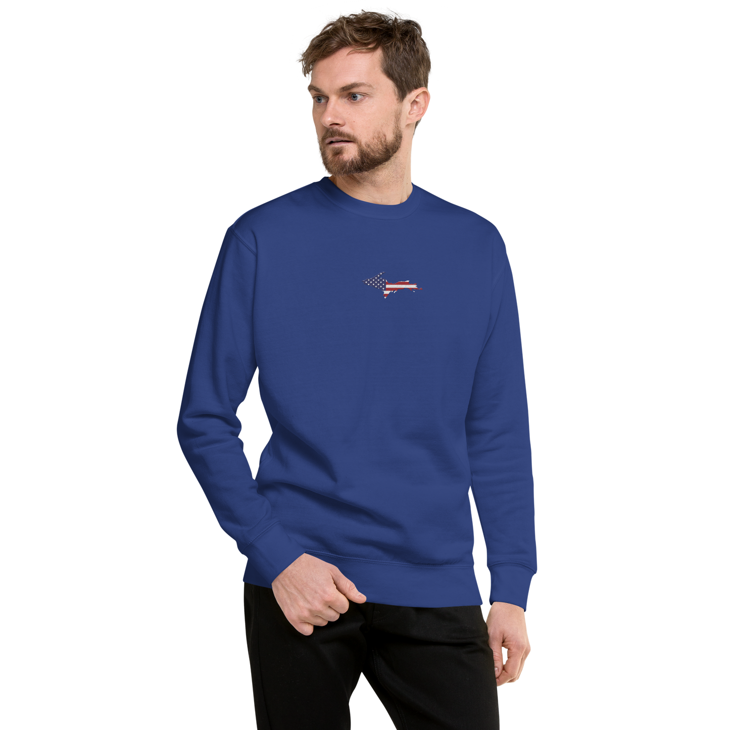 Michigan Upper Peninsula Sweatshirt (w/ Embroidered UP USA Flag Outline) | Unisex Premium