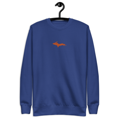 Michigan Upper Peninsula Sweatshirt (w/ Embroidered Orange UP Outline) | Unisex Premium