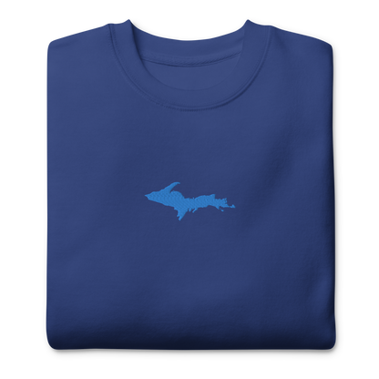 Michigan Upper Peninsula Sweatshirt (w/ Embroidered Azure UP Outline) | Unisex Premium