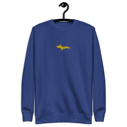 Michigan Upper Peninsula Sweatshirt (w/ Embroidered Gold UP Outline) | Unisex Premium