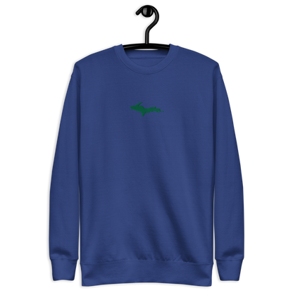 Michigan Upper Peninsula Sweatshirt (w/ Embroidered Green UP Outline) | Unisex Premium