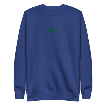 Michigan Upper Peninsula Sweatshirt (w/ Embroidered Green UP Outline) | Unisex Premium