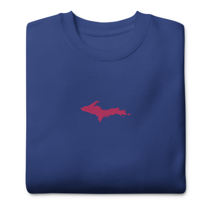 Michigan Upper Peninsula Sweatshirt (w/ Embroidered Pink UP Outline) | Unisex Premium