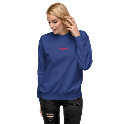 Michigan Upper Peninsula Sweatshirt (w/ Embroidered Pink UP Outline) | Unisex Premium