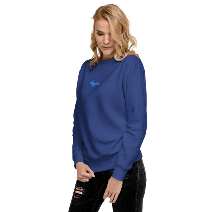 Michigan Upper Peninsula Sweatshirt (w/ Embroidered Azure UP Outline) | Unisex Premium