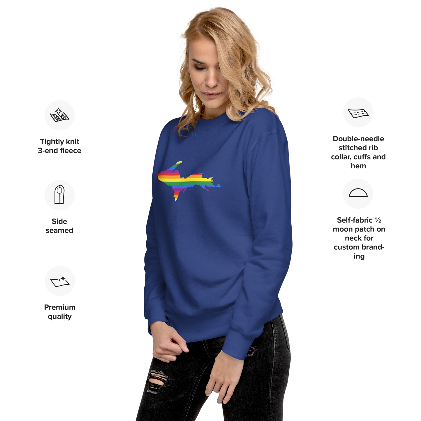 Michigan Upper Peninsula Sweatshirt (w/ UP Pride Flag Outline) | Unisex Premium