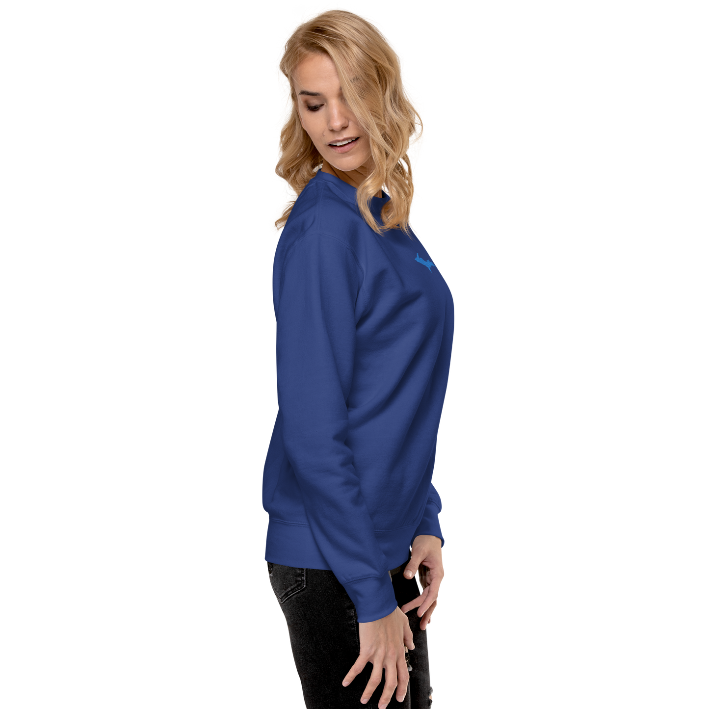 Michigan Upper Peninsula Sweatshirt (w/ Embroidered Azure UP Outline) | Unisex Premium