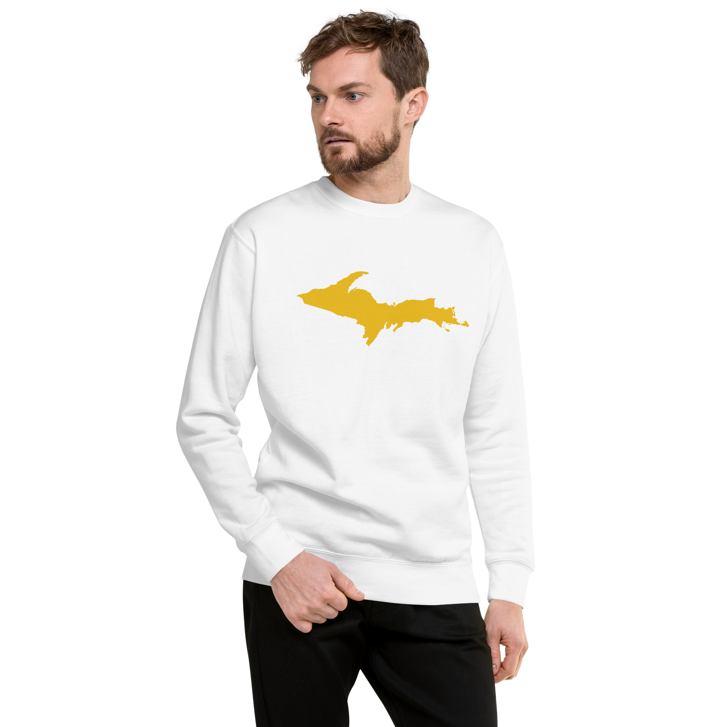 Michigan Upper Peninsula Sweatshirt (w/ Gold UP Outline) | Unisex Premium