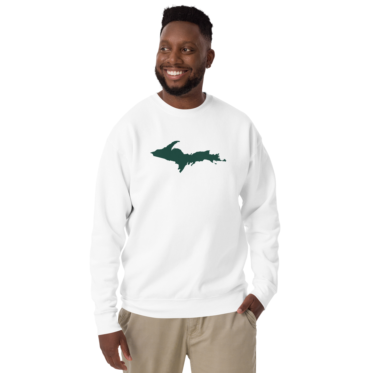 Michigan Upper Peninsula Sweatshirt (w/ Green UP Outline) | Unisex Premium