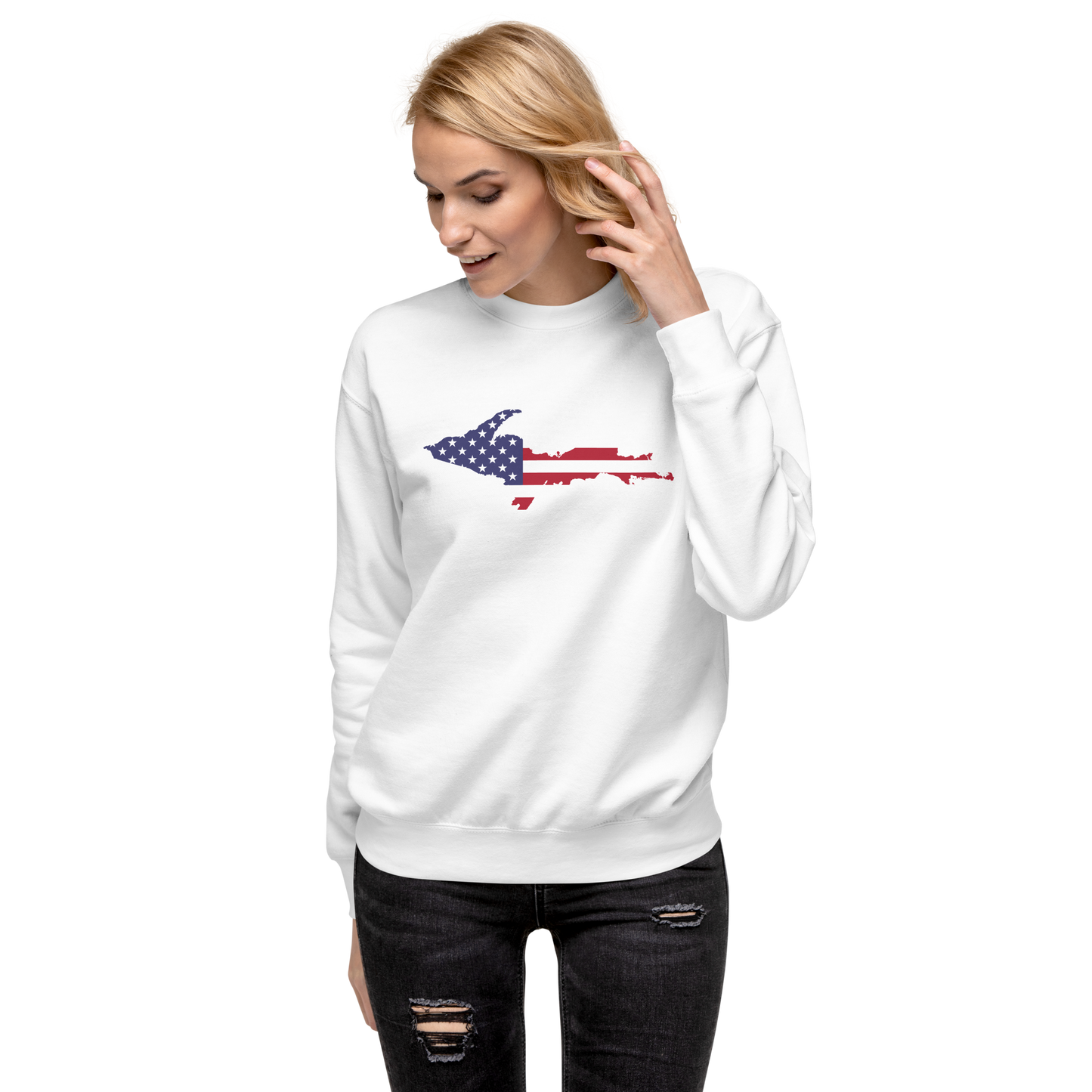 Michigan Upper Peninsula Sweatshirt (w/ UP USA Flag Outline) | Unisex Premium