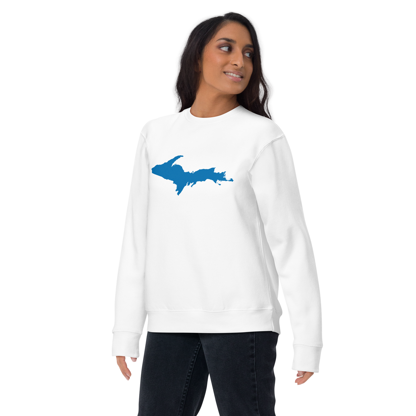 Michigan Upper Peninsula Sweatshirt (w/ Azure UP Outline) | Unisex Premium