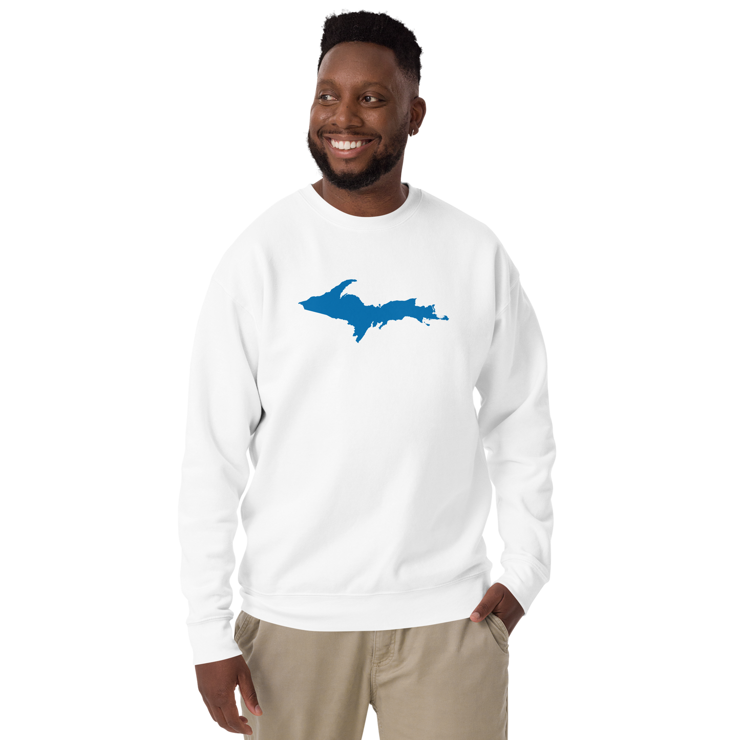 Michigan Upper Peninsula Sweatshirt (w/ Azure UP Outline) | Unisex Premium