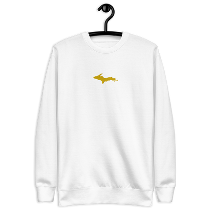 Michigan Upper Peninsula Sweatshirt (w/ Embroidered Gold UP Outline) | Unisex Premium