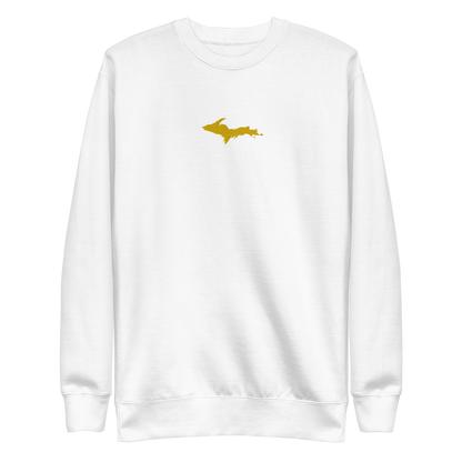 Michigan Upper Peninsula Sweatshirt (w/ Embroidered Gold UP Outline) | Unisex Premium