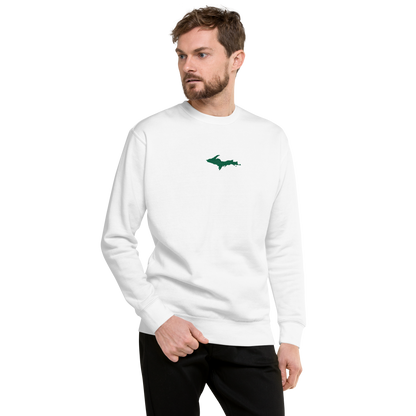 Michigan Upper Peninsula Sweatshirt (w/ Embroidered Green UP Outline) | Unisex Premium